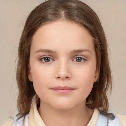 Neutral white child female with medium  brown hair and brown eyes