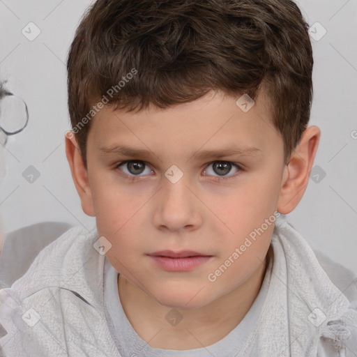 Neutral white child male with short  brown hair and brown eyes