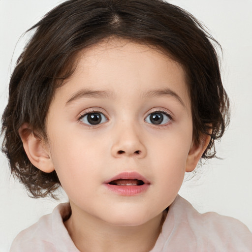 Neutral white child female with medium  brown hair and brown eyes