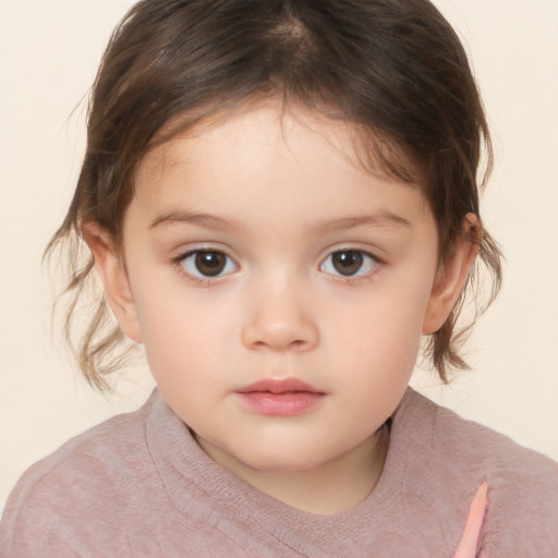 Neutral white child female with medium  brown hair and brown eyes