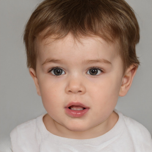 Neutral white child male with short  brown hair and brown eyes