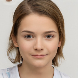 Neutral white child female with medium  brown hair and brown eyes