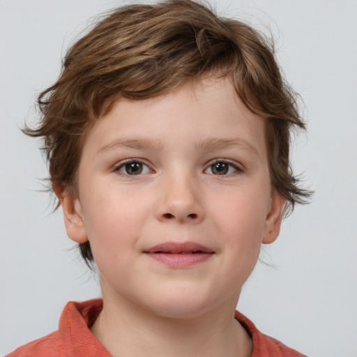 Neutral white child male with medium  brown hair and brown eyes