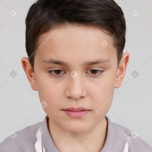 Neutral white child male with short  brown hair and brown eyes