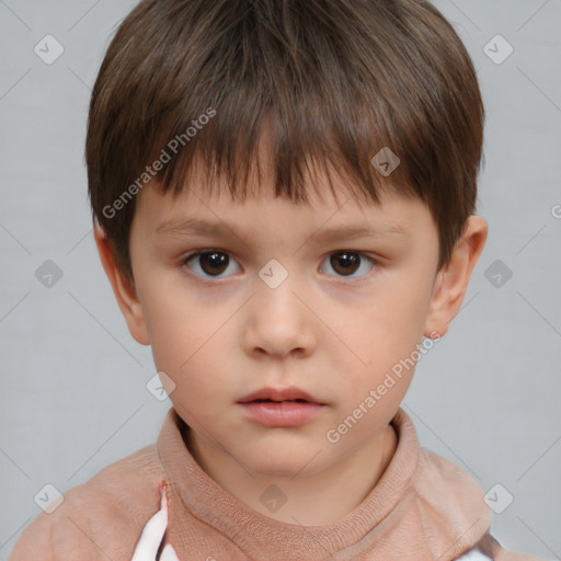 Neutral white child male with short  brown hair and brown eyes