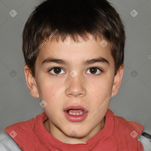 Neutral white child male with short  brown hair and brown eyes