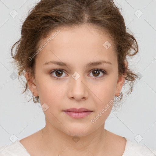 Neutral white child female with medium  brown hair and brown eyes