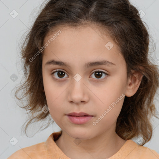 Neutral white child female with medium  brown hair and brown eyes