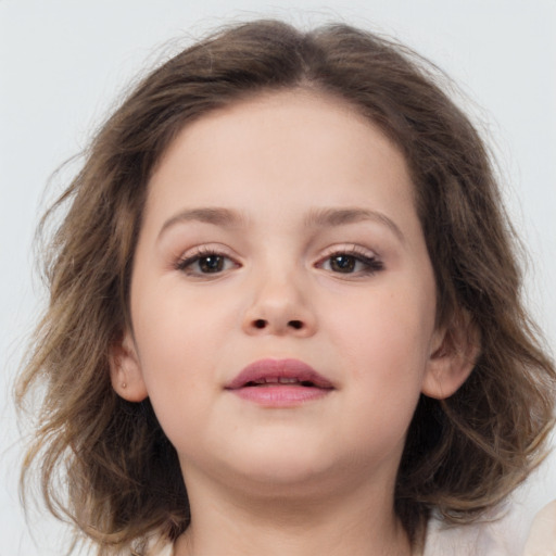 Neutral white child female with medium  brown hair and brown eyes