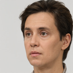 Neutral white adult male with short  brown hair and brown eyes