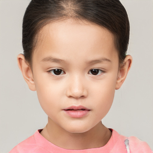 Neutral white child female with short  brown hair and brown eyes