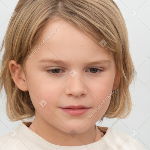 Neutral white child female with medium  brown hair and brown eyes