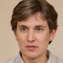 Neutral white adult male with short  brown hair and brown eyes