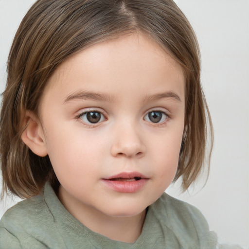 Neutral white child female with medium  brown hair and brown eyes