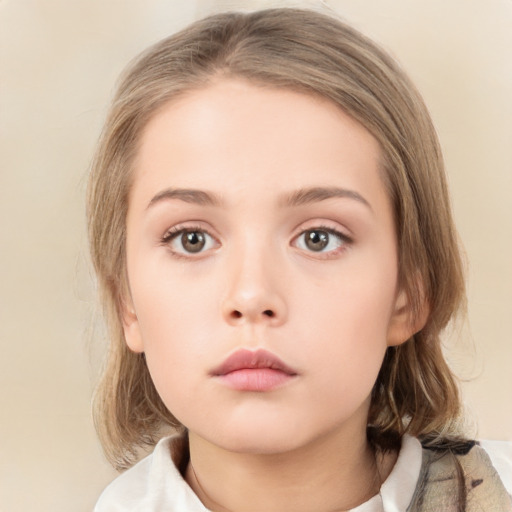 Neutral white child female with medium  brown hair and brown eyes