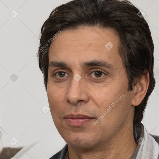 Neutral white adult male with short  brown hair and brown eyes