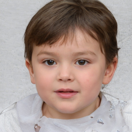 Neutral white child female with short  brown hair and brown eyes