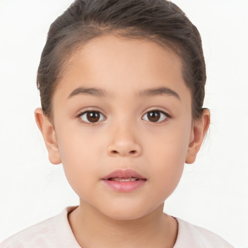 Neutral white child female with short  brown hair and brown eyes