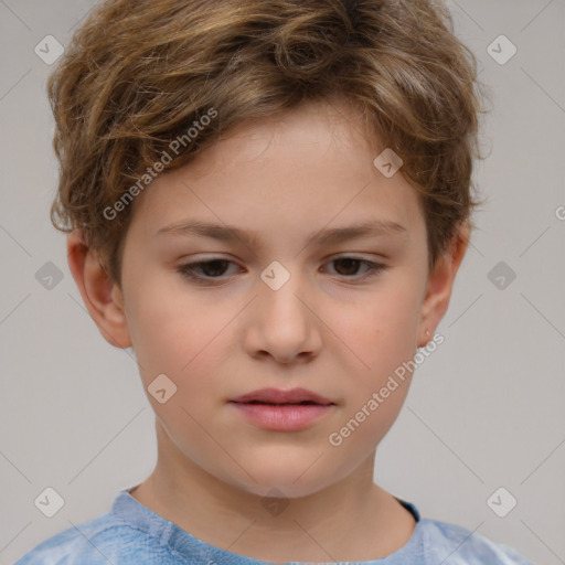 Neutral white child female with short  brown hair and brown eyes