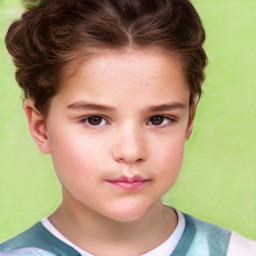Neutral white child female with short  brown hair and brown eyes