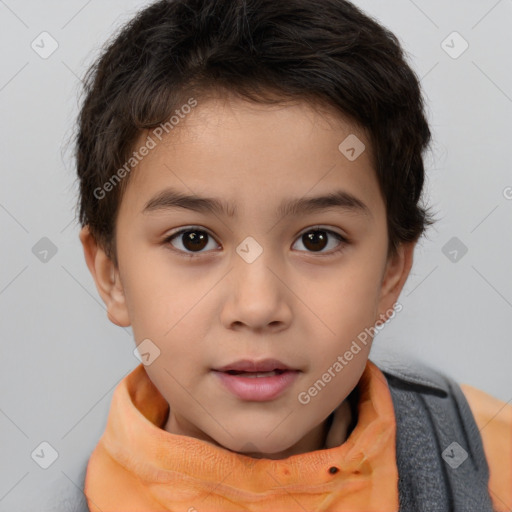 Neutral white child male with short  brown hair and brown eyes