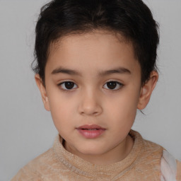 Neutral white child female with short  brown hair and brown eyes