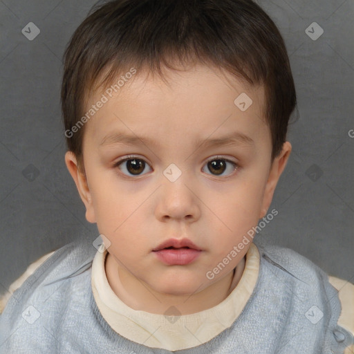 Neutral white child male with short  brown hair and brown eyes