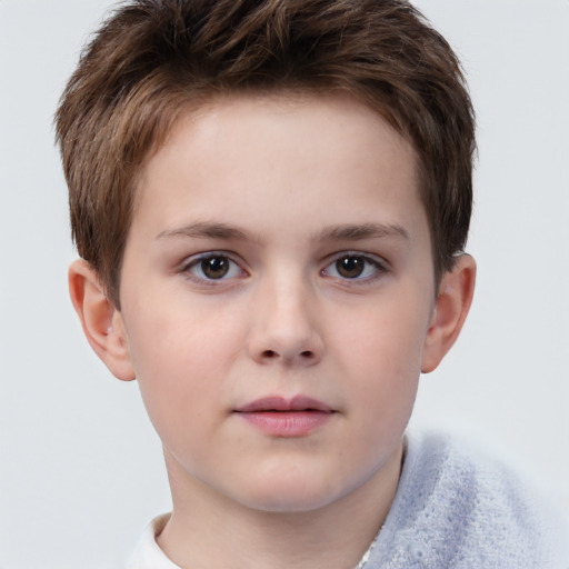 Neutral white child male with short  brown hair and brown eyes