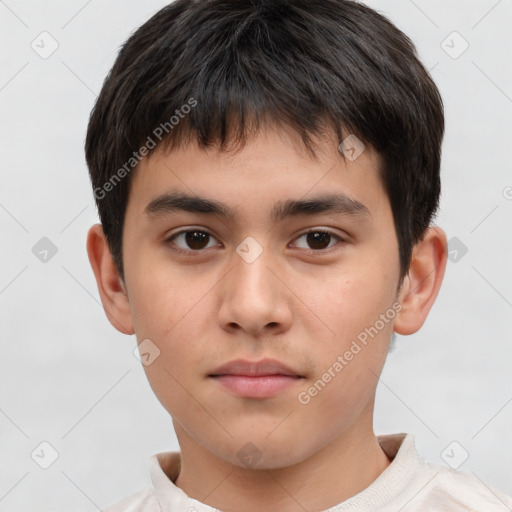 Neutral white child male with short  brown hair and brown eyes