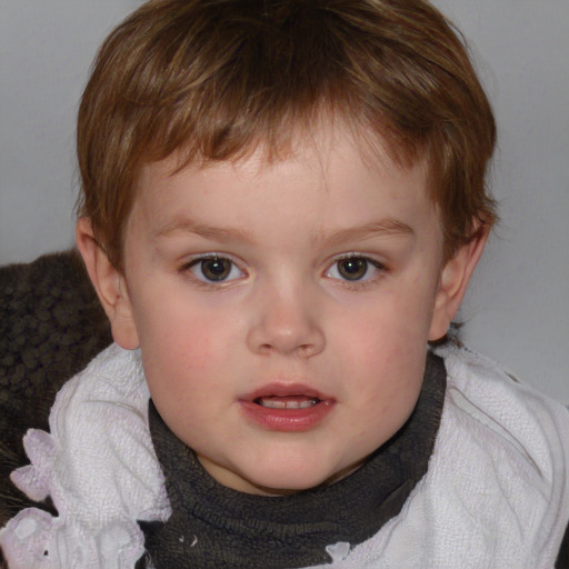 Neutral white child male with medium  brown hair and blue eyes