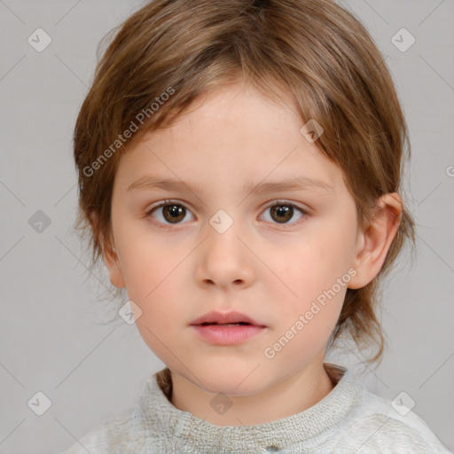 Neutral white child female with medium  brown hair and brown eyes