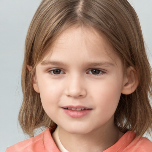 Neutral white child female with medium  brown hair and brown eyes