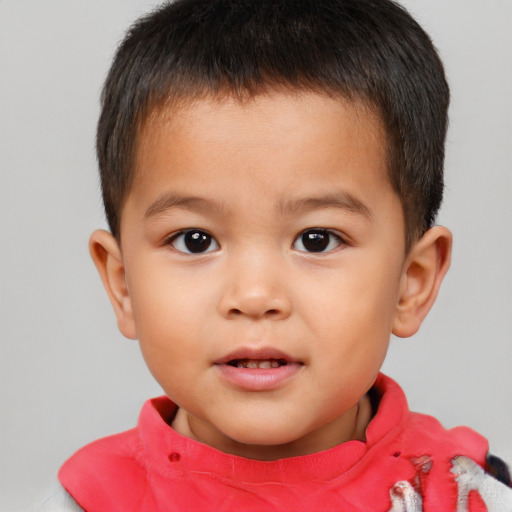 Neutral white child male with short  brown hair and brown eyes