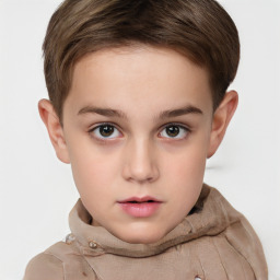 Neutral white child female with short  brown hair and brown eyes