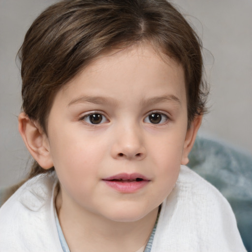 Neutral white child female with medium  brown hair and brown eyes