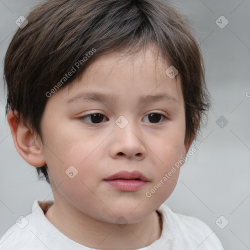 Neutral white child female with short  brown hair and brown eyes