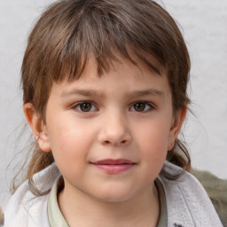 Neutral white child female with medium  brown hair and brown eyes