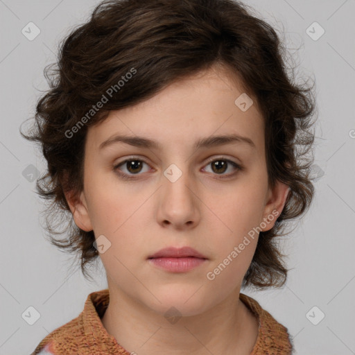 Neutral white child female with medium  brown hair and brown eyes