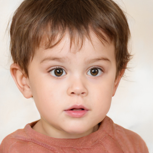 Neutral white child male with short  brown hair and brown eyes