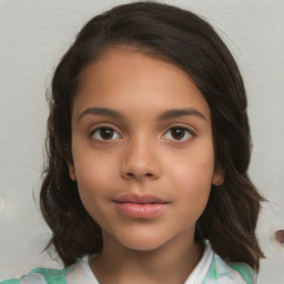 Neutral white child female with medium  brown hair and brown eyes