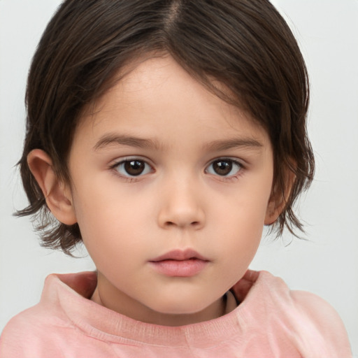 Neutral white child female with medium  brown hair and brown eyes