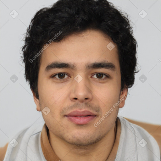 Neutral asian young-adult male with short  brown hair and brown eyes