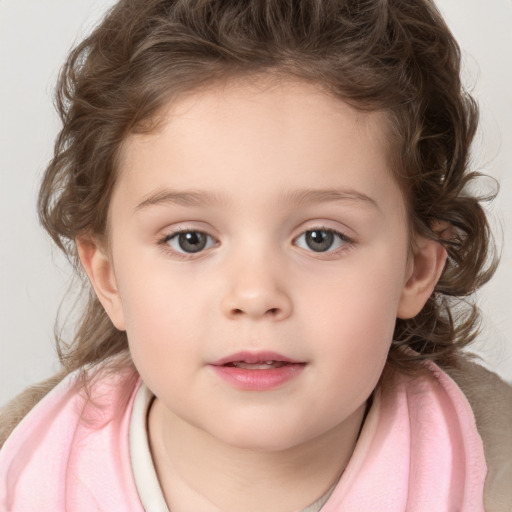 Neutral white child female with medium  brown hair and brown eyes