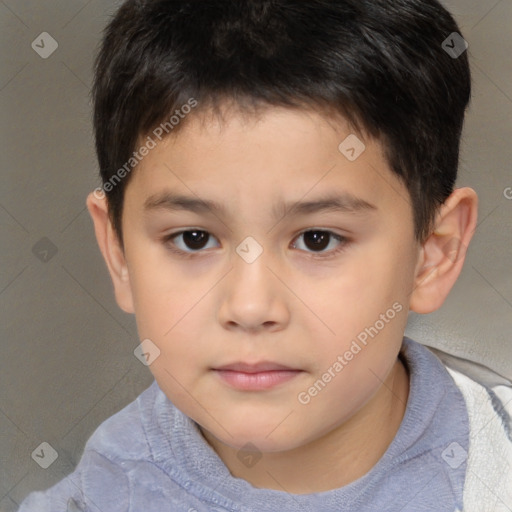 Neutral white child male with short  brown hair and brown eyes