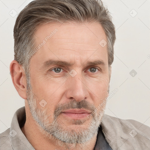 Neutral white adult male with short  brown hair and brown eyes