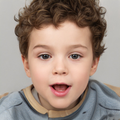 Neutral white child male with short  brown hair and brown eyes