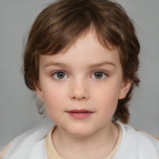 Neutral white child female with medium  brown hair and brown eyes