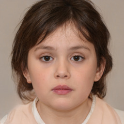 Neutral white child female with medium  brown hair and brown eyes