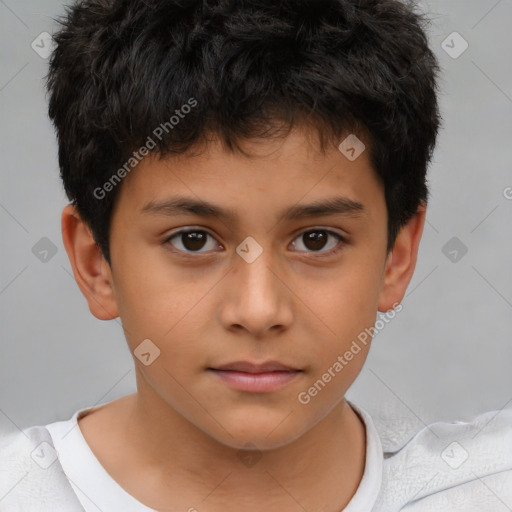 Neutral white child male with short  brown hair and brown eyes