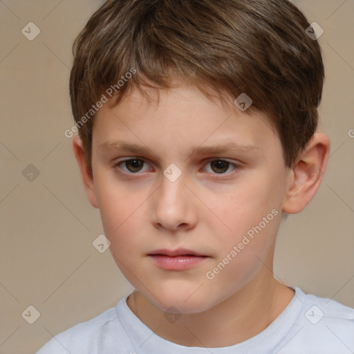 Neutral white child male with short  brown hair and brown eyes